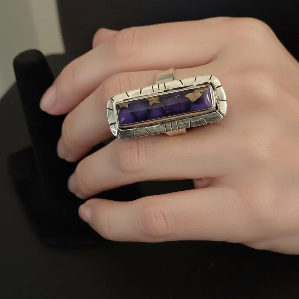 Sterling Silver and blue moon, turquoise‎ Ring size 7